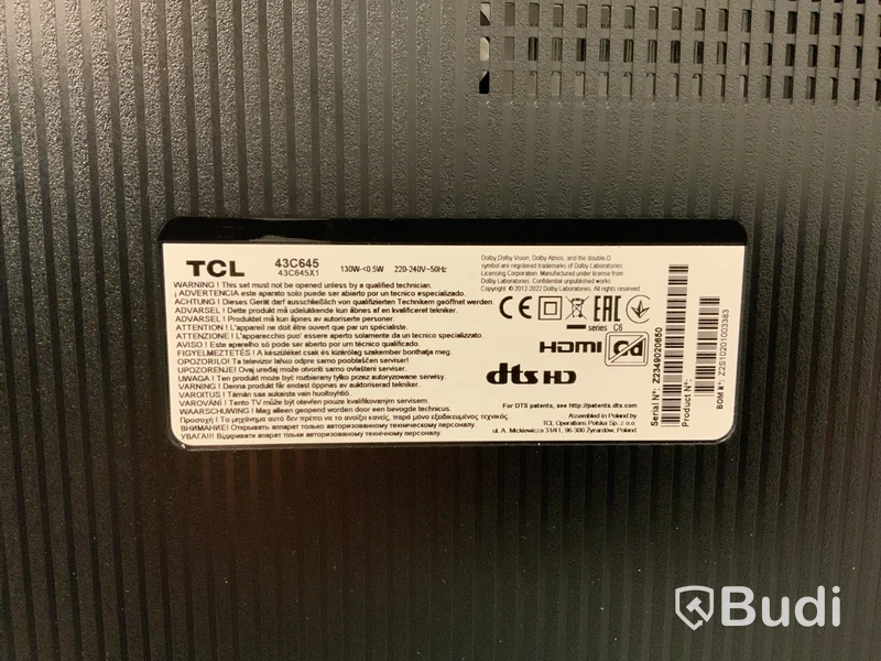 TV TCL 43 tum inkl. hörlurar