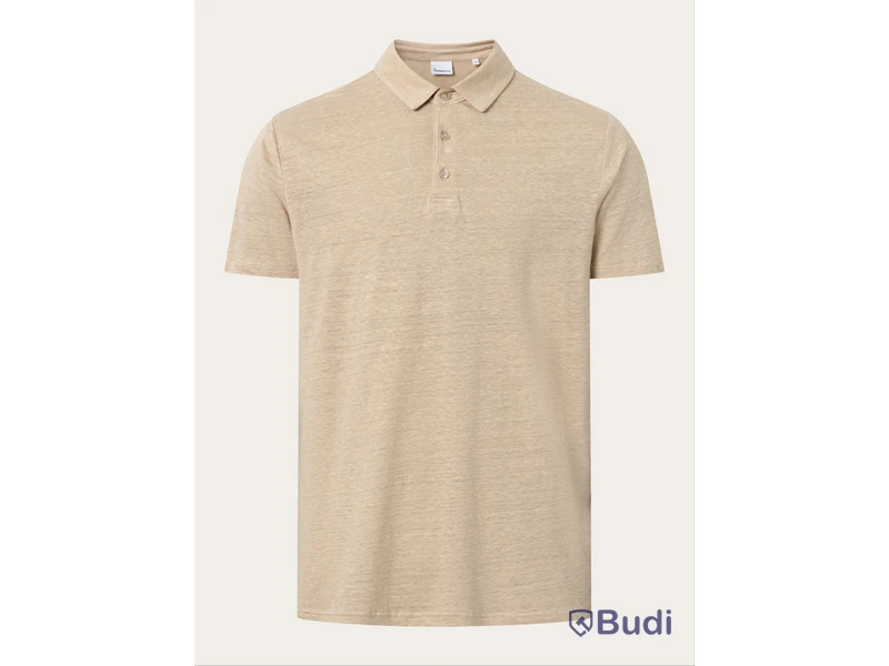 Polotröja Knowledge Cotton Apperal, linen v-neck, beige, stl. XXL