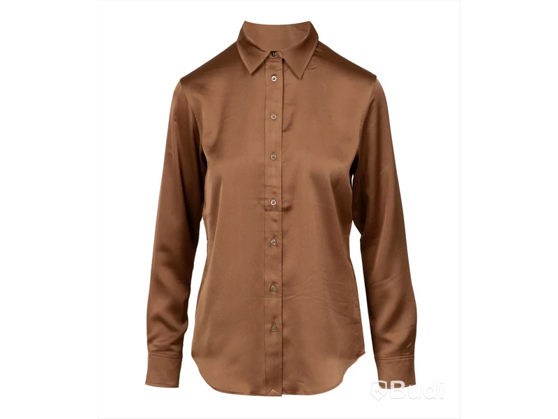 Skjorta Ameiko Long sleeve Button Front Ralph Lauren, mörk brun, stl. XS