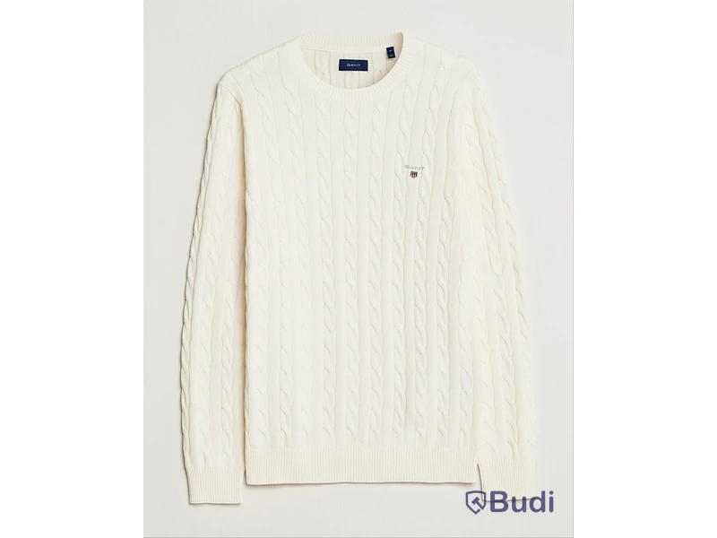 Tröja Gant, Cotton Cable Crew Neck Pullover, cream stl. XXL