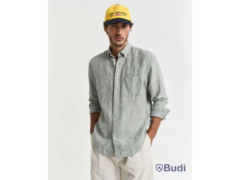 Skjorta Gant, Regular Linen Shirt, Kalamata grön, stl. XXL