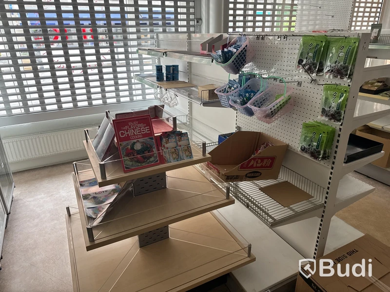 Parti med butikskonsoler och inventarier