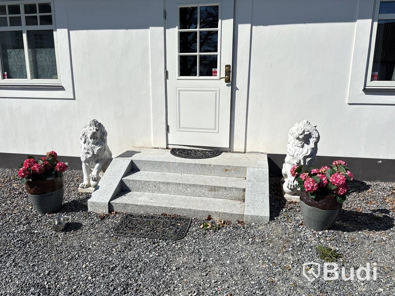 2 st. Lejonstatyer i marmor, vita
