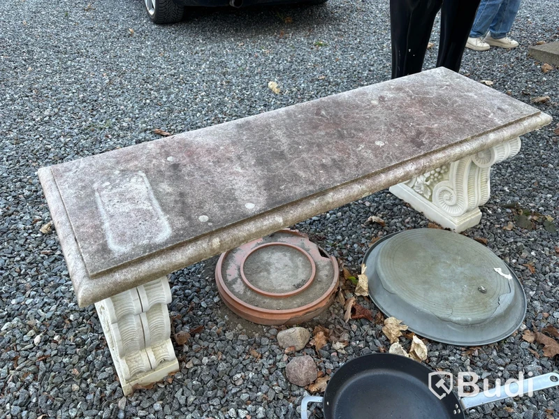 Marmorbänk för utomhusbruk, vit