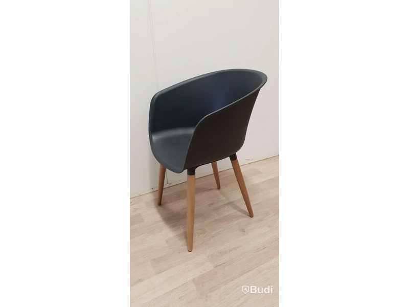 Snygg design matgrupp 1800 x 1100mm 6st stolar, Svart skiva med träben, stolar svarta med träben