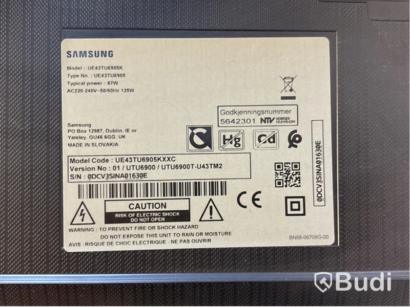 TV-skärm Samsung, UE43TU6905k, 43 tum