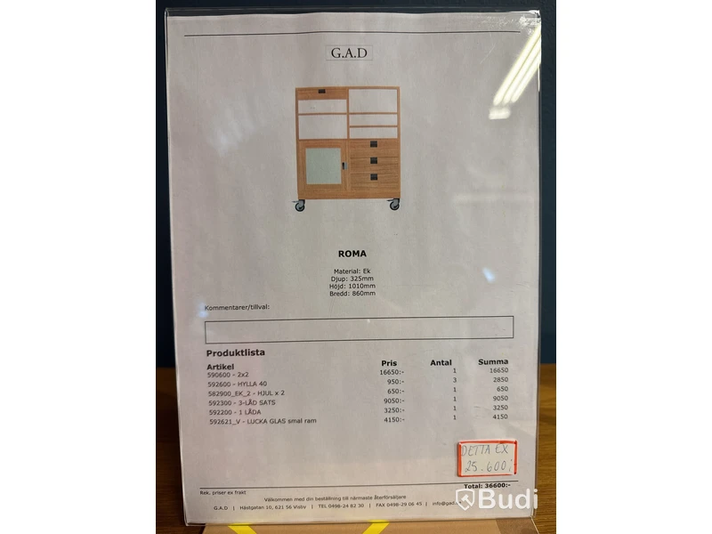 Skåp G.A.D Roma. Ord. pris inkl. moms: ca 25 600 kr