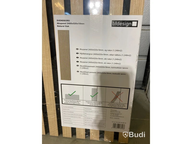 7 st. AKUSTIKPANEL B!DESIGN SVENDBORG EK 2400X520X18MM