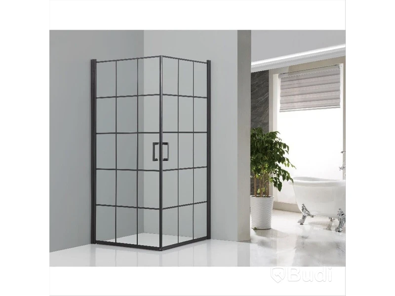 DUSCHHÖRNA NORTIQ KALMAR MED SVART RAM 90X90CM