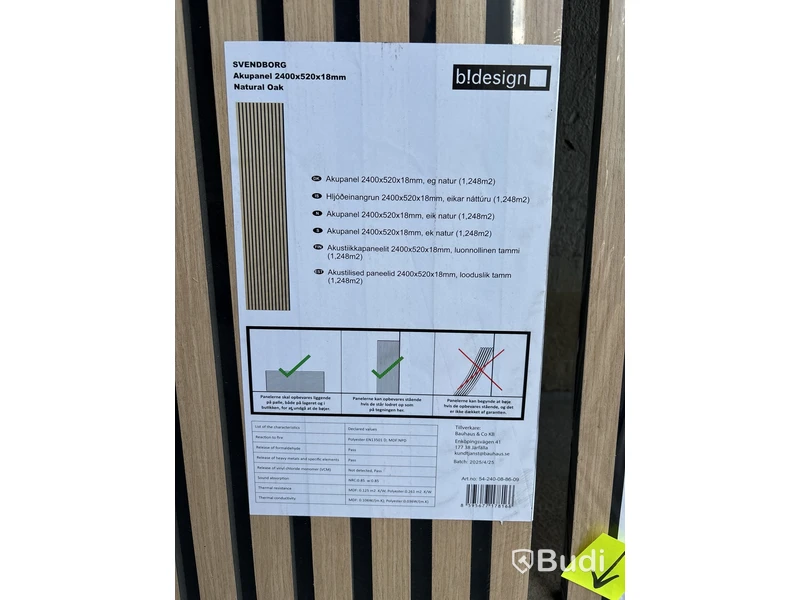 5 st. AKUSTIKPANEL B!DESIGN SVENDBORG EK 2400X520X18MM