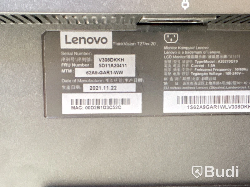 Datorskärm Lenevo ThinkVision T27hv-20 27-tum