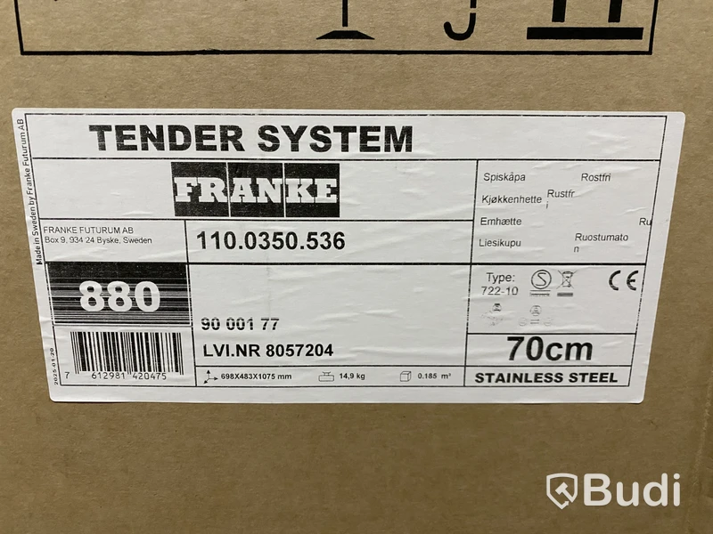 Spiskåpa Tender 722-10 Franke, rostfritt, 70 cm