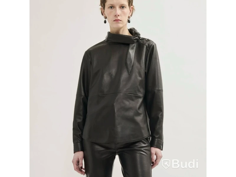 Skinnskjorta Teurn, Nathalie top, svart, stl. 34