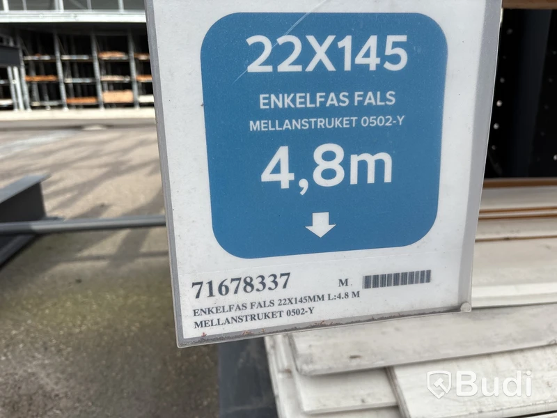 85 st. Klädselbräda  Enkelfas Fals 22X145MM L:4.8 M Mellanstruken, 71678337