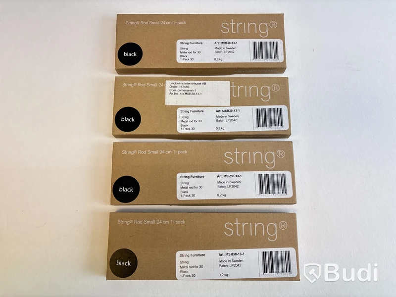 4 st. Metallstänger String, Rod small, svart 24cm, ord. pris inkl. moms ca 1720 kr