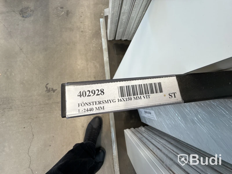16 st Fönstersmyg 16x150 mm spårad l:2440 mm vit 0502-y, 402928
