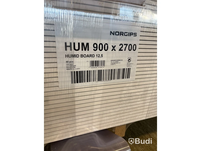 40 st. Våtrumsskiva Norgips Humidboard, 12.5X900X2700, 569127