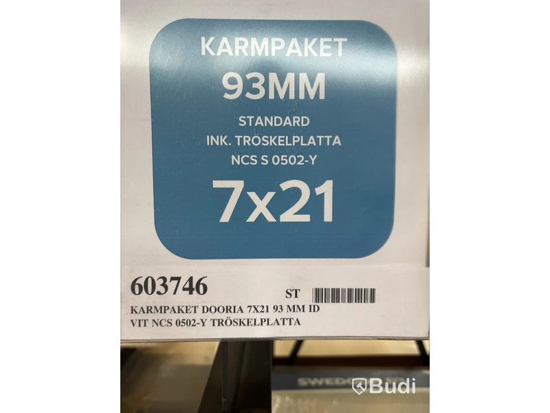 4 st. Dörrkarmspaket Innerdörr Dooria Vit, 7X21 93 MM, 603746