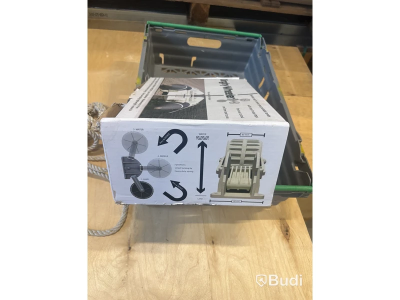 Akterhjul till gummibåt + ankare.