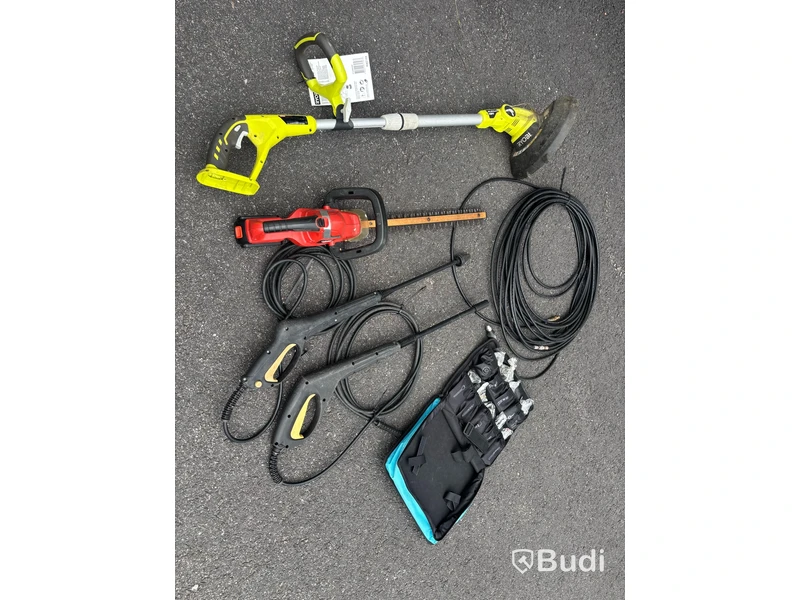 Trimmer, häcksax, spolslang med mera