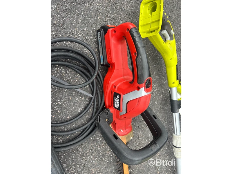 Trimmer, häcksax, spolslang med mera