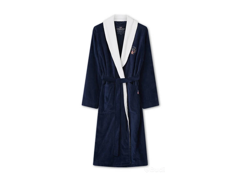 Morgonrock Lexington cotton velour contrast robe, blå/vit, stl. L. Ord. pris inkl. moms: ca 1895 kr.