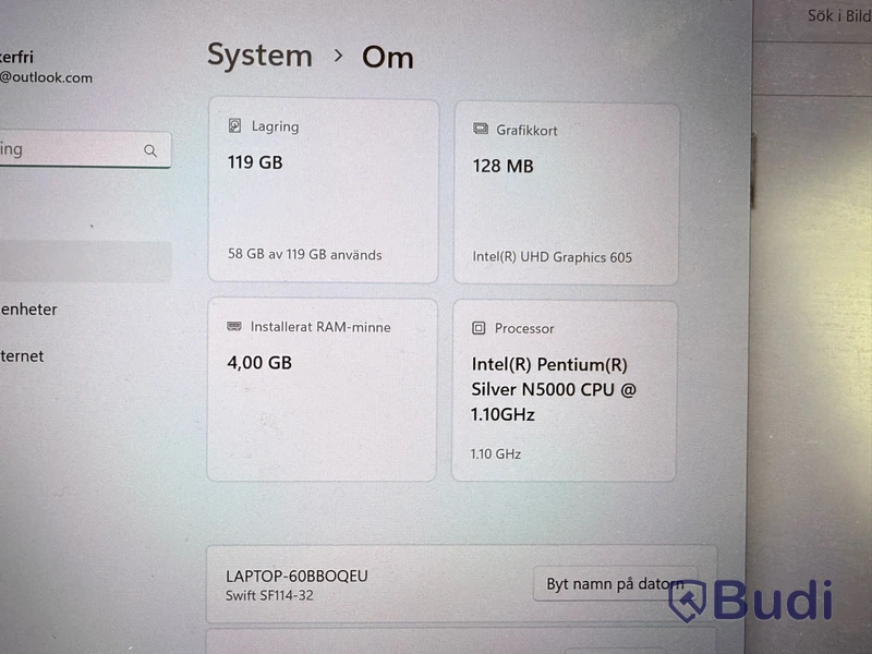 Laptop Acer Swift 4GB