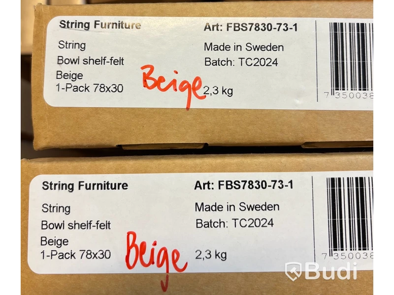 2 st. Skålhylla String, beige 78x30, Totalt ord. pris. inkl. moms: ca 3400 kr