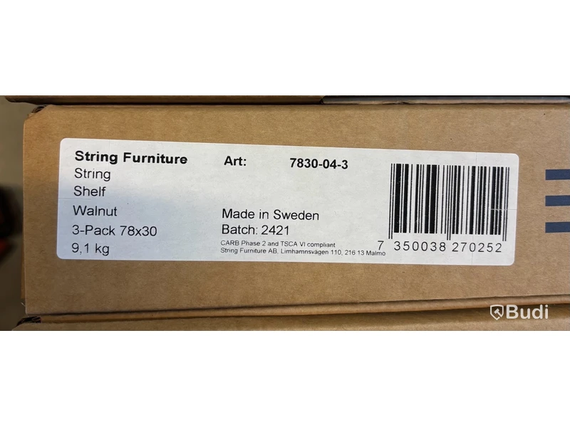 3 st. Hyllplan String, valnöt 78x30, Ord. pris inkl. moms: ca 1700 kr