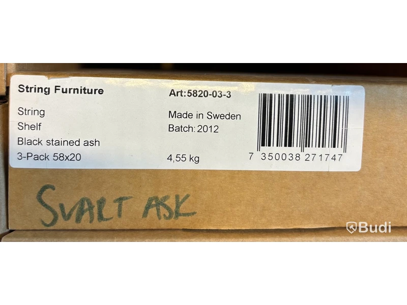 3 st. Hyllplan String, svartbetsad ask, Ord. pris. inkl. moms: ca 1100 kr
