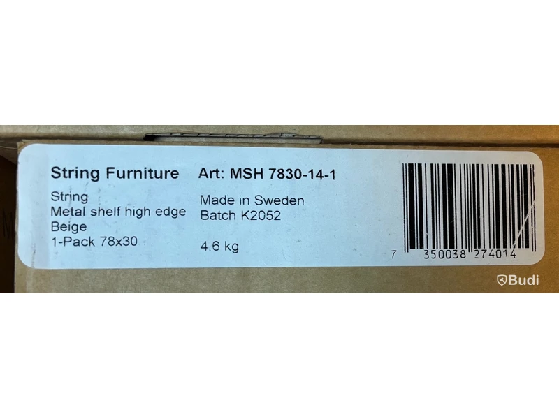 2 st. Hyllplan String, hög kant metall, beige, Totalt ord. pris inkl. moms: ca 1800 kr