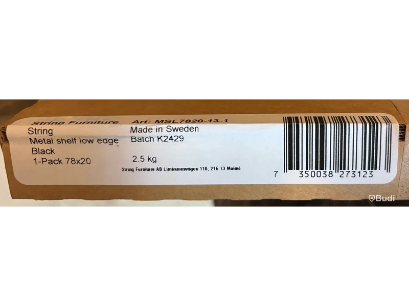 3 st. Hyllplan String, låg kant metall, svart, Totalt ord. pris inkl. moms: ca 2400 kr