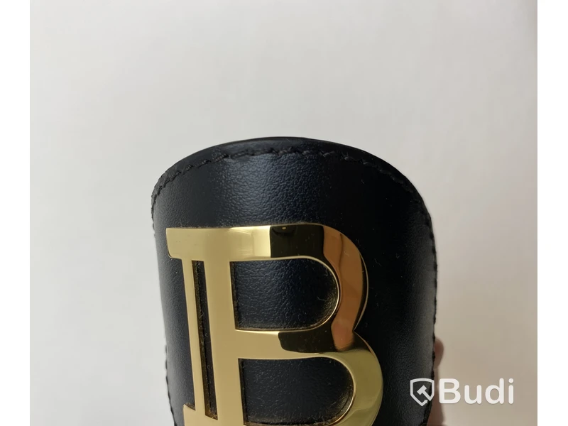 Hårspänne Balmain Paris, Limited Edition, äkta läder, 18k guldplätering.