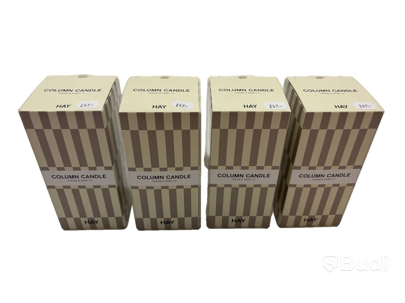 4 st. Column candle HAY, crem & sand S, Totalt ord. pris inkl. moms: ca 1000 kr