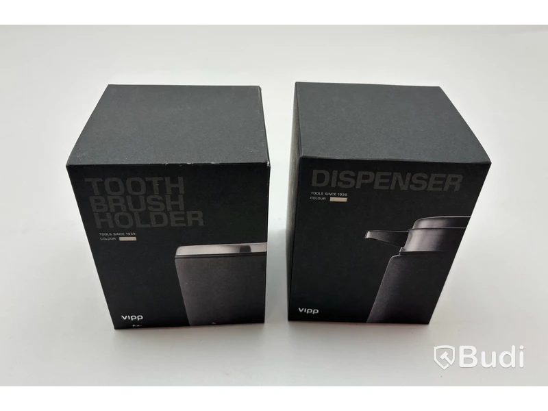 Tvåldispenser och tandborstshållare Vipp, beige, Totalt ord. pris inkl. moms: ca 2100 kr
