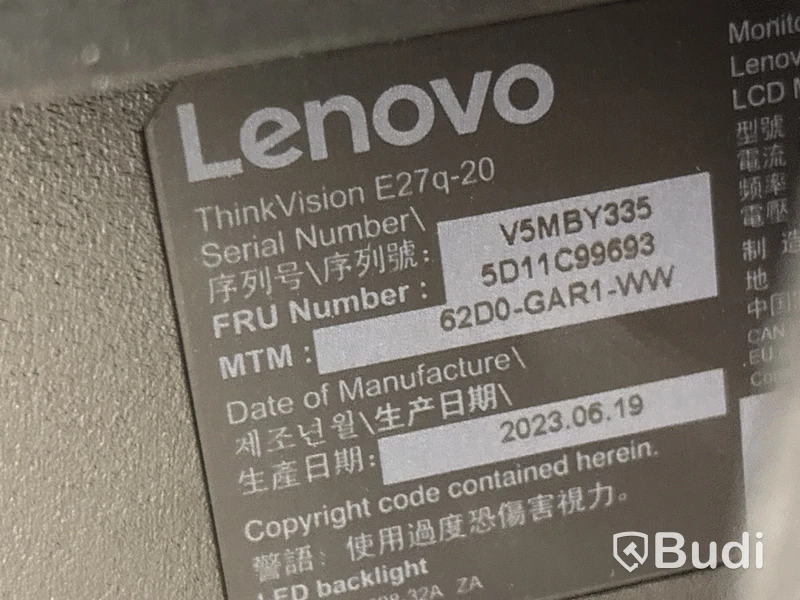 2 st. Datorskärmar, Lenovo E27q-20 27 tum