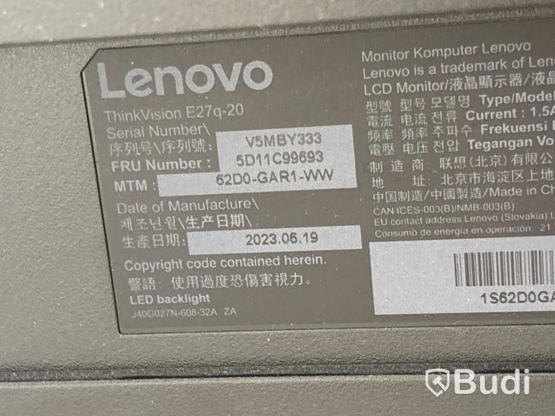 2 st. Datorskärmar, Lenovo E27q-20 27 tum