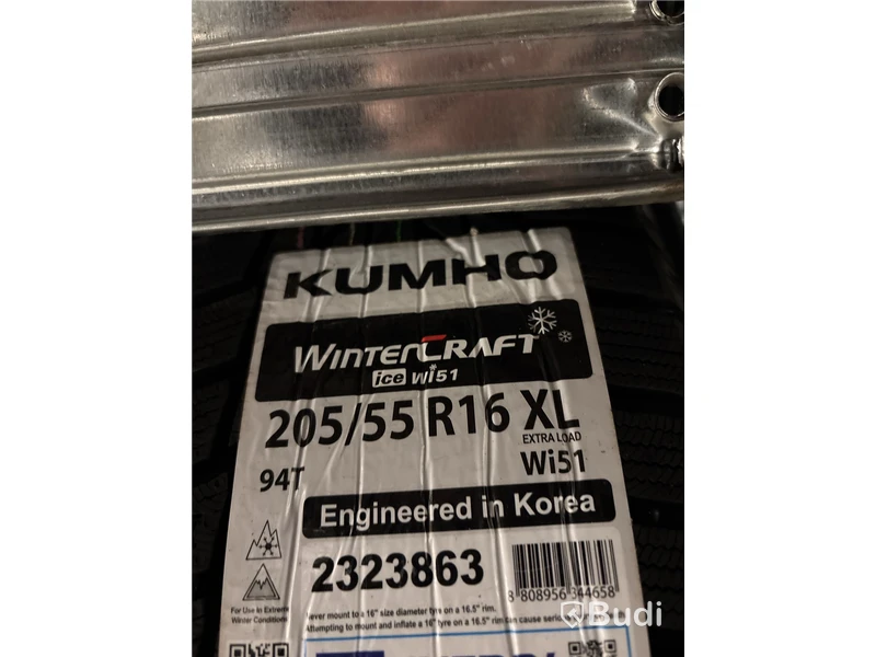 4 st. Vinterhjul Kumho 205/55R16 XL 94T