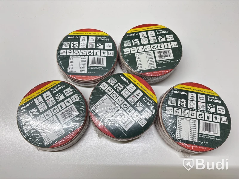 5 FÖRP. METABO SJÄLVHÄFTANDE SLIPARK METABO, OLIKA SORTER. 25-PACK SANDING DISCS 80 MM SORT, 624060