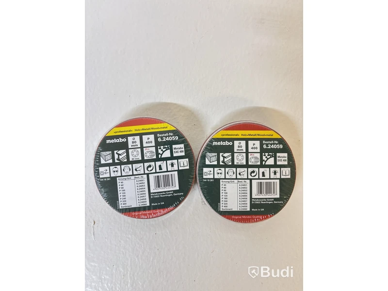 5 FÖRP. METABO SJÄLVHÄFTANDE SLIPARK METABO, OLIKA SORTER. 25-PACK SANDING DISCS 80 MM SORT, 624060