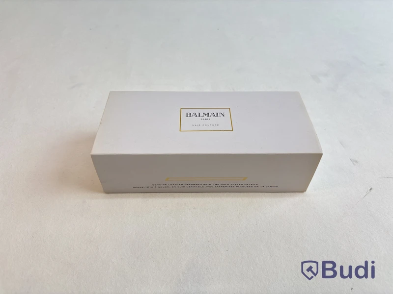 Hårband i läder Balmain Paris, med 14k guldpläterade detaljer,