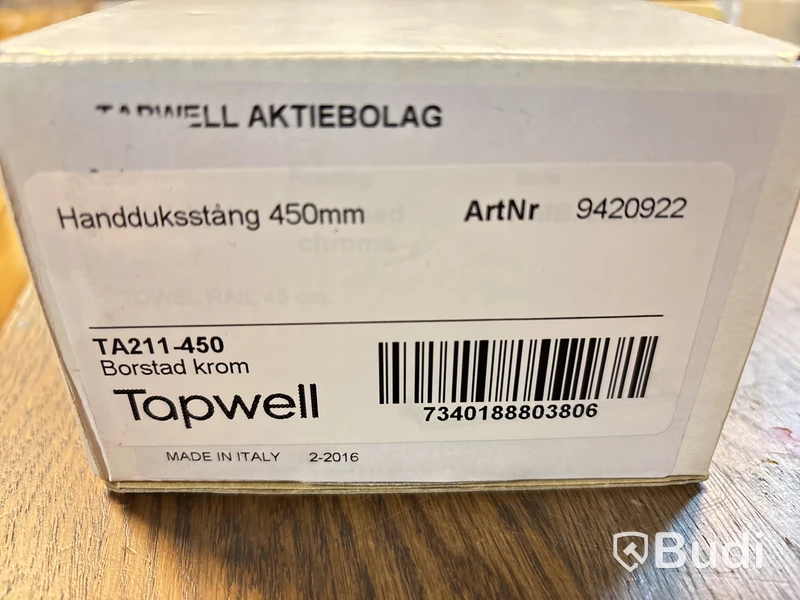 Handduksstång Tapwell, TA211-450, borstad krom