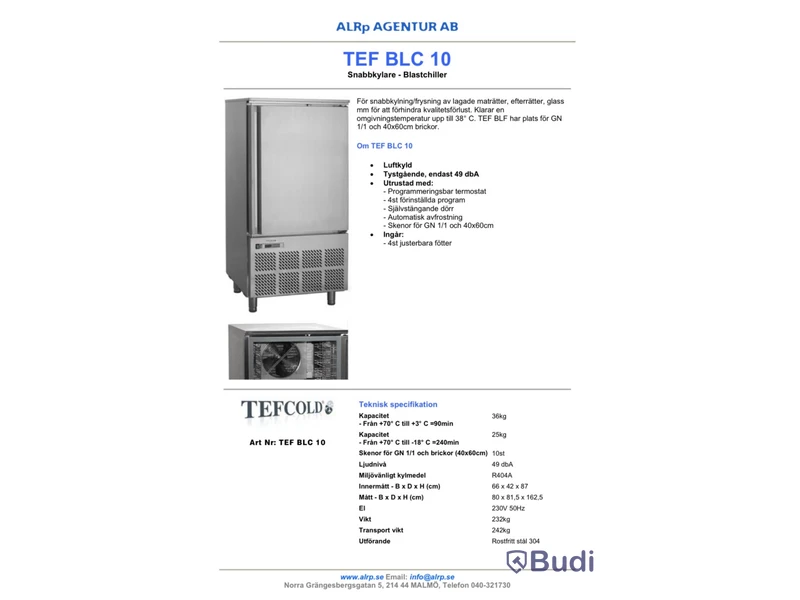 TEFCOLD BLC10 snabbkyl 10 GN 1/1