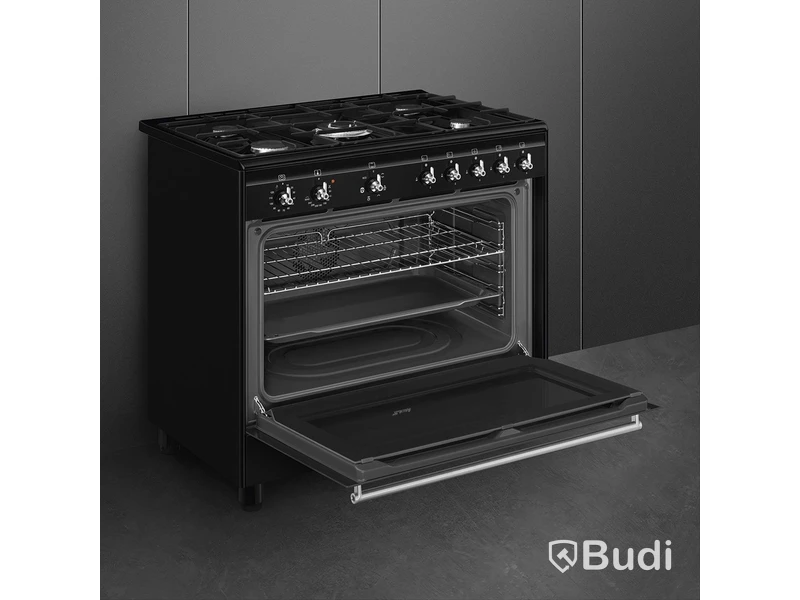 Gasspis Smeg 90x60 cm Elektrisk ugn, Svart Classic CX91GMBL