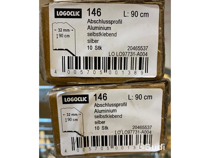 20 st. Ändprofil Logoclic, 146 silverfärgad 900 x 32 mm, självhäftande