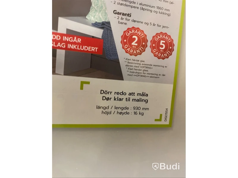 SKJUTDÖRR UTANPÅLIGGANDE SLÄT KOMPAKT 10X21 MED SKENA