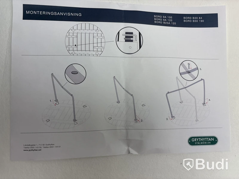 Benstativ till bord Grythyttan zink