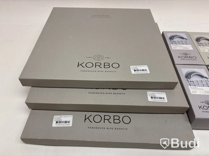 Parti med diverse Korboprodukter. Ord. pris inkl. moms: ca 8500 kr.
