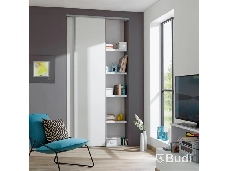 SKJUTDÖRR REGALUX, 1200X2355MM, VIT/LJUSGRÅ, 2-PACK