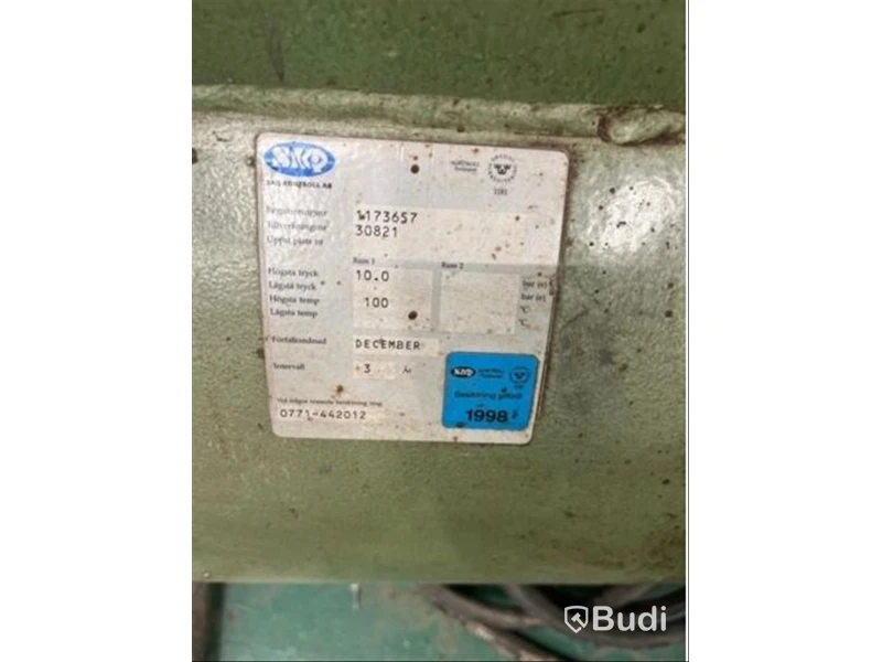 Automatisk screentryckmaskin TAS FC 2126 432 och oljefri skruvkompressor Atlas Copco SF11 FF (2005)